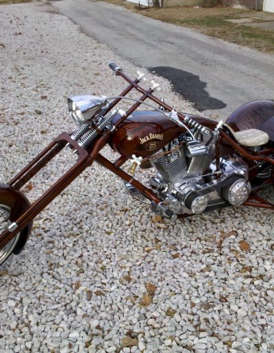 Custom painted motorcycle with a Jack Daniels theme