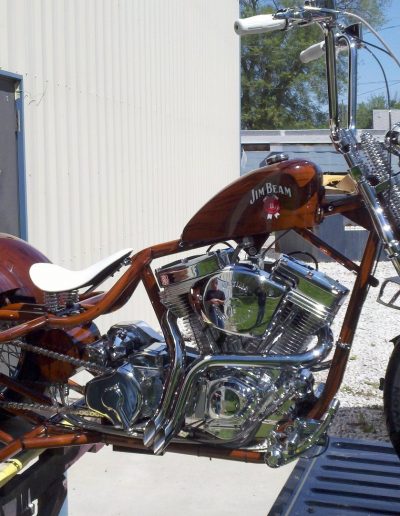 Customized motorcycle paint with Jim Beam theme